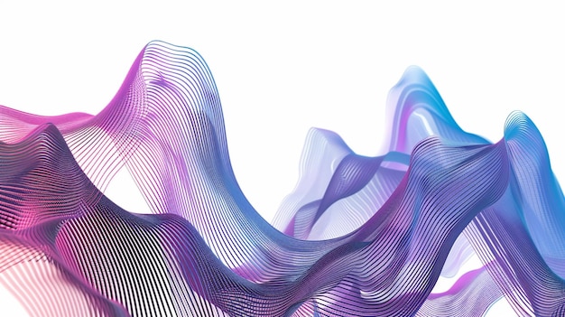 Embark on a visual journey through the tapestry of technological evolution with dynamic gradient lines in a single wave style isolated on solid white background