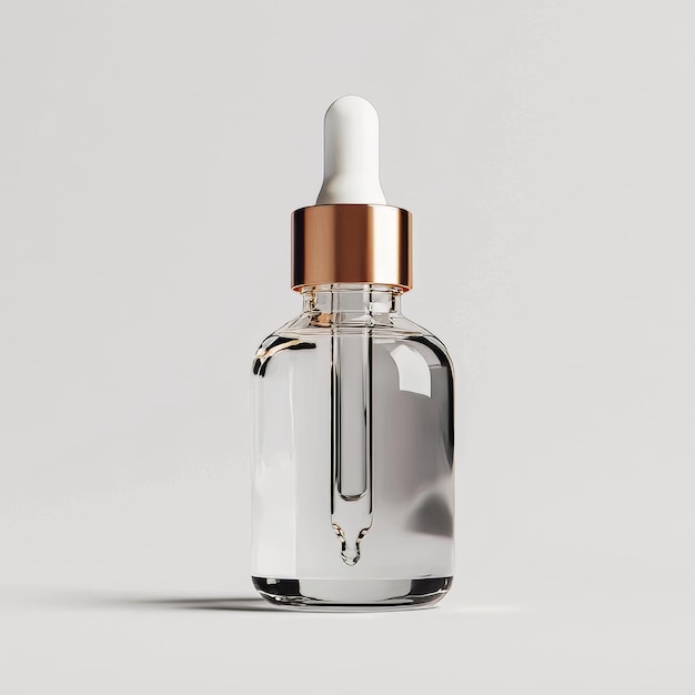 Photo embedded in a transparent background is a mockup of an oil liquid collagen serum in stock format