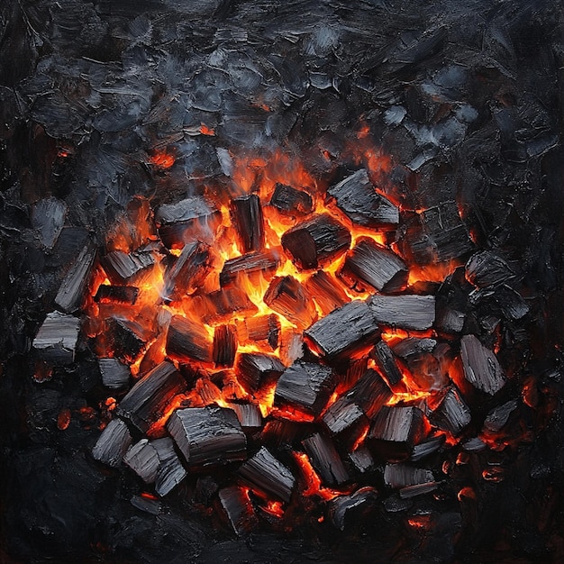 Embers glowing beneath a bed of charcoal