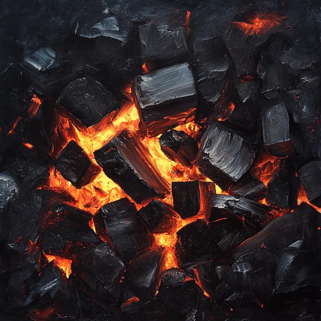 Embers glowing beneath a bed of charcoal