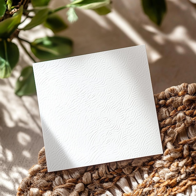 Photo embossed blank greeting and invitation card mockup