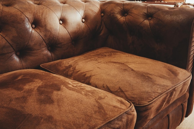 Embossed brown leather sofa texture