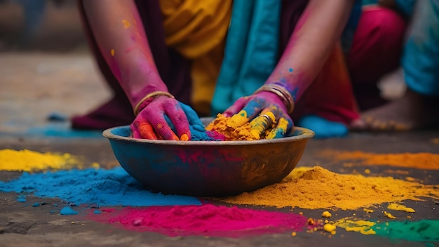 Embrace the Essence of Holi Festival with Vibrant Colorful Bowls