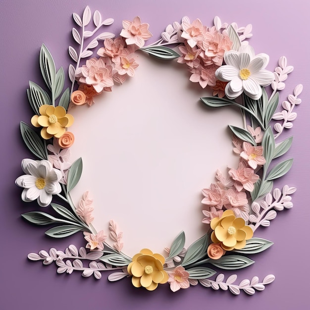 Embrace Nature's Beauty Frame of Delicate Flowers and Lush Shrubs Blooming Against a Neutral Backgro