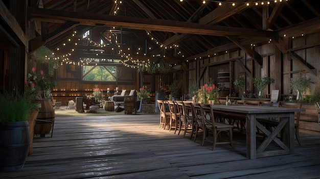 Embrace the rustic charm and natural beauty of a barnyard party with country decor Generated by AI