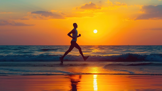 Embrace the serenity of a runner on a seaside beach