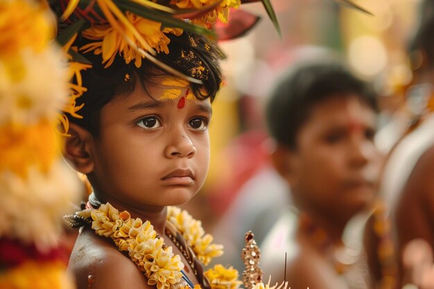 Photo embrace the spirit of thaipusam by blessing your f generative ai