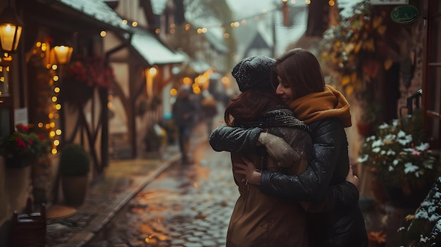 Embracing Couple in Idyllic Countryside Landscape