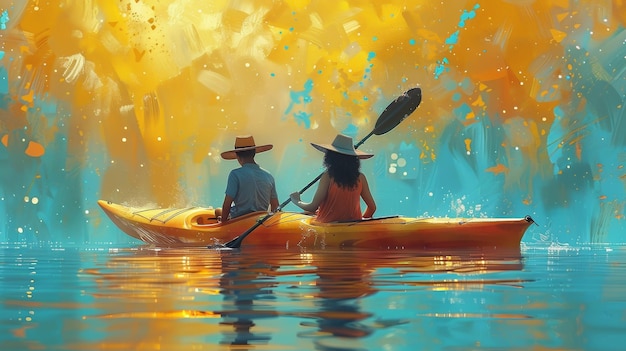 Embracing Diversity NonBinary and Female Couple Cherishing Moments on a Kayak Adventure