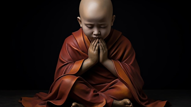 Embracing Emotions Small Monk Reflecting the Tears in the Spirit of Gautam Buddha