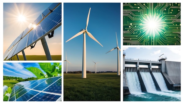 Photo embracing the future a collage of renewable energy