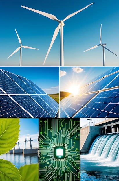 Photo embracing the future a collage of renewable energy