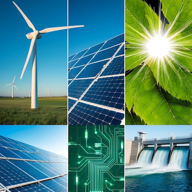 Photo embracing the future a collage of renewable energy