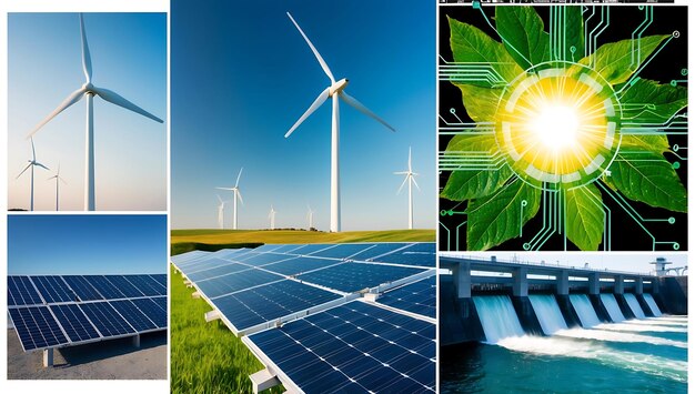 Photo embracing the future a collage of renewable energy