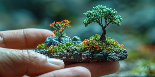 Embracing Nature Holding a Tiny Tree