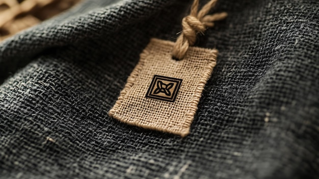 Photo embroidered logo mockup on a fabric label for a clothing brand