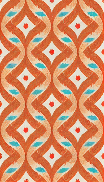 Embroidered seamless pattern Ethnic scandinavian fabric carpet seigaiha ornament native boho chevron wavy print for textile Background in patchwork style