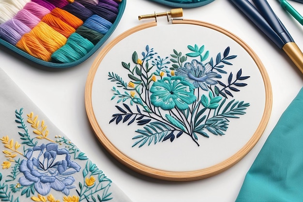 Embroidery design illustration mockup