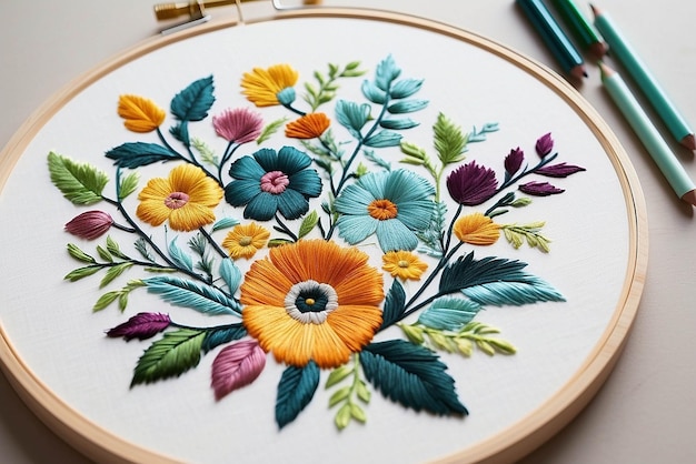 Embroidery design illustration mockup