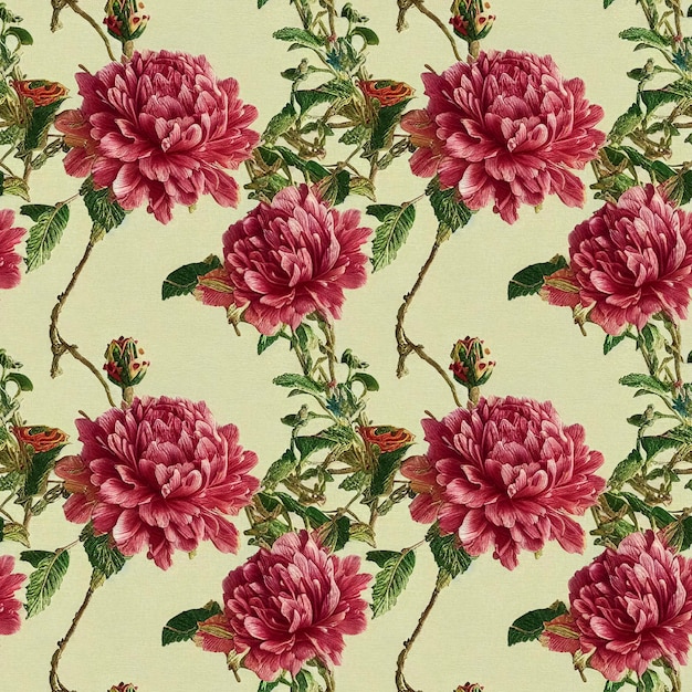 Embroidery floral seamless pattern Vintage style embroidered flowers repeating fabric backdrop