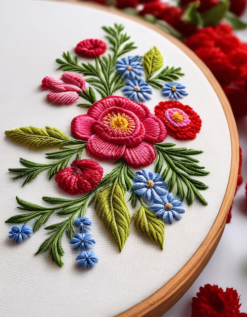 Photo embroidery of a flower