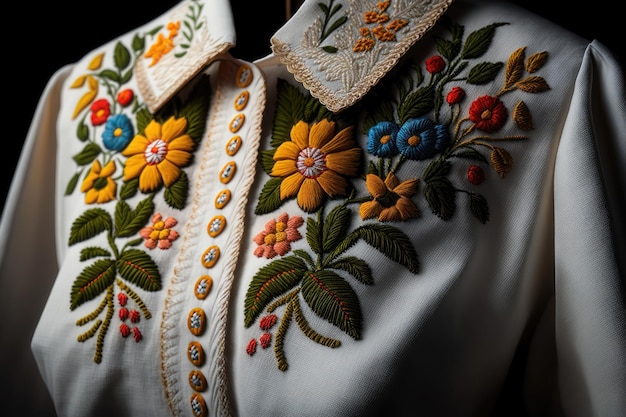 Photo embroidery handmade vyshivanka shirt traditional ethnic ukrainian style ai generation