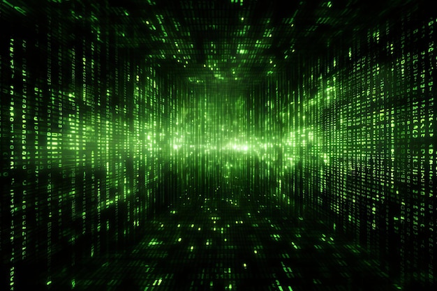 Emerald emanation matrix code wallpaper in green generative AI