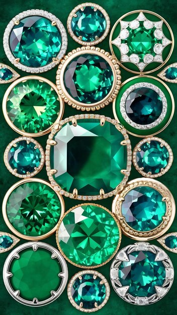 Photo emerald gemstone collage