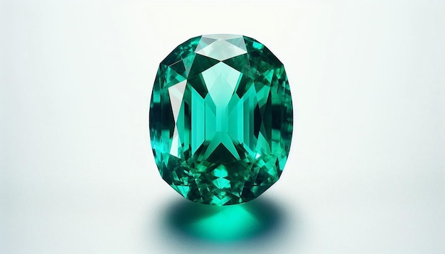 Emerald Gemstone With Facets On White Background