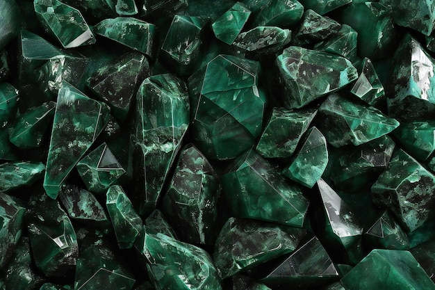 Emerald gemstones as a background Green emeralds texture