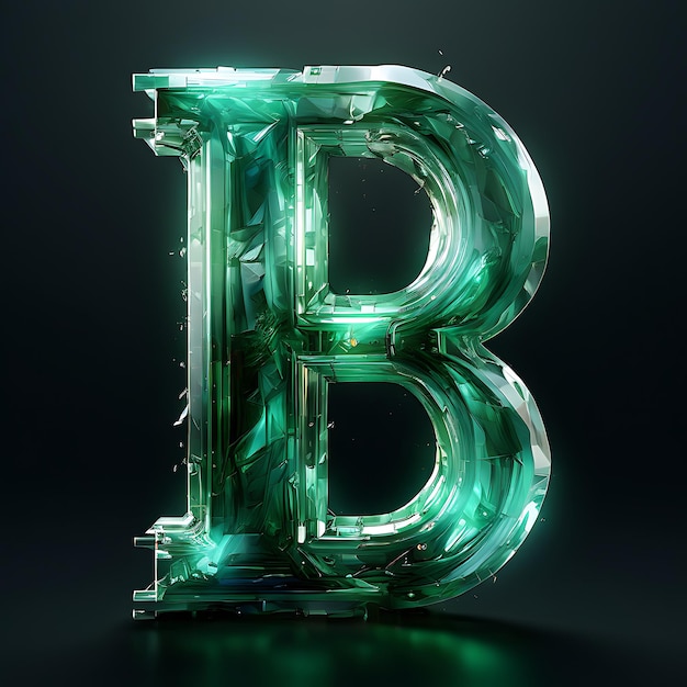 Photo emerald green crystal letter b