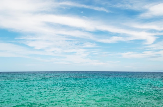 Emerald water under a cloudy sky