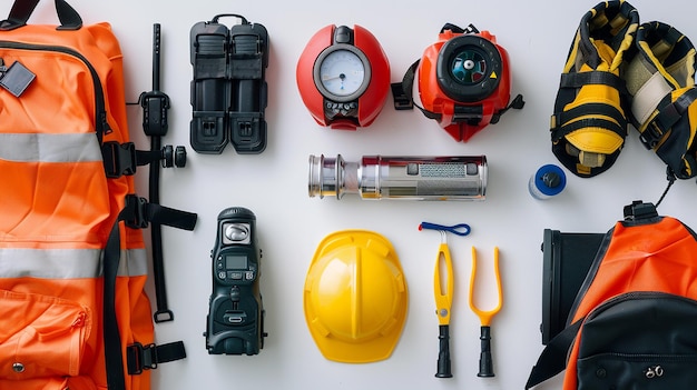 Photo emergency equipment on flat background