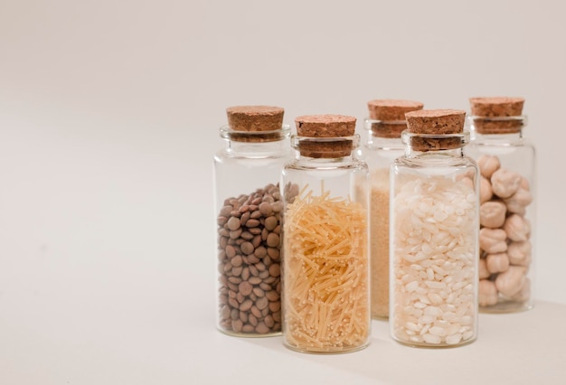 emergency food storage in glass jars with corks