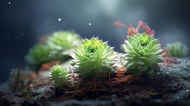 Emerging Evergreen Sempervivum Succulents