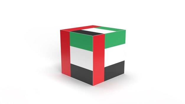 Photo emirates flag on 3d cube, emirates illustration, uae design with isolated background