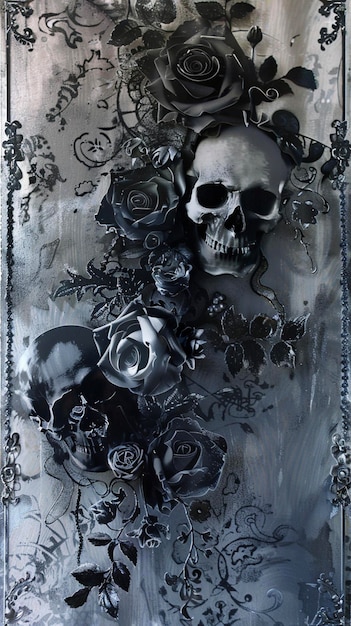 Photo emo grunge aesthetic gothic skull goth halloween vintage scary skull dead of the dead texture