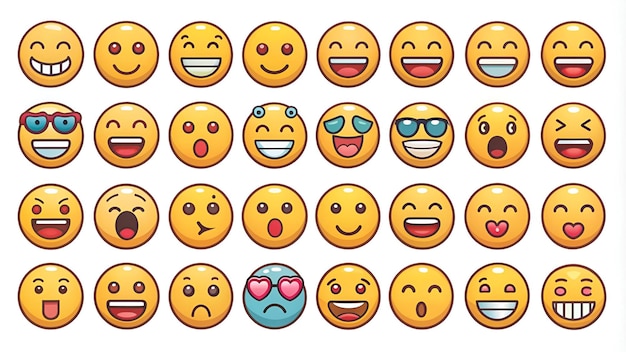 Emoji emoticons symbols icons set Vector Illustrations