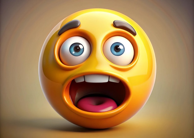 Emoji Face Screaming in Fear Humorously Depicting Shock or Panic