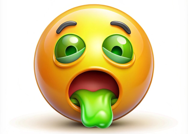 Photo an emoji face with an open mouth face vomiting