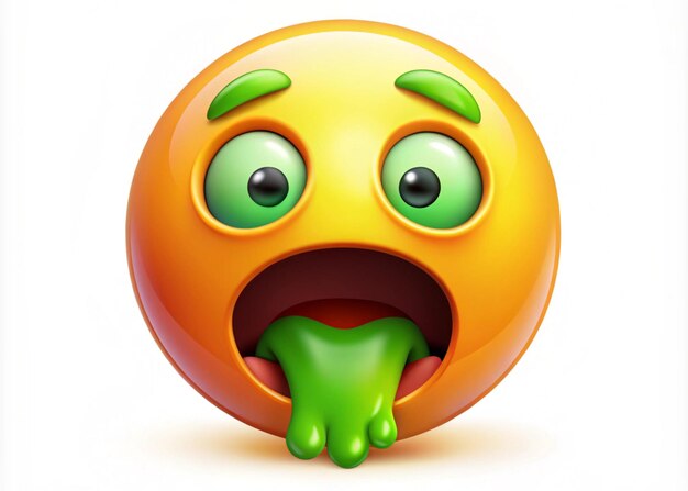 Photo an emoji face with an open mouth face vomiting