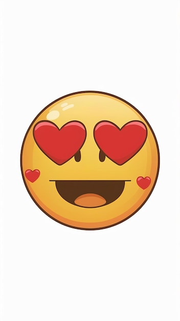 Emoji with heart eyes and smile face expressing love and joy cartoon style