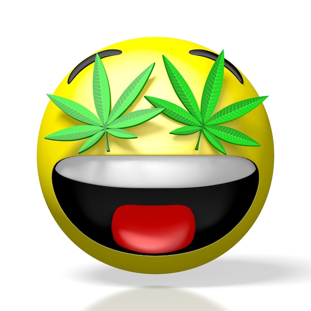 Emoji with marijuana leaves in eyes