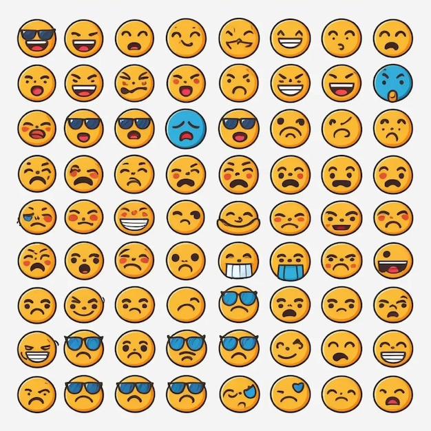 Emojis faces icon in hand drawn style Doddle emoticons vector illustration