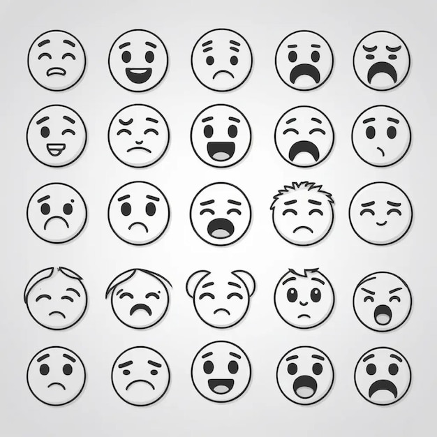 Emojis faces icon in hand drawn style Doddle emoticons vector illustration