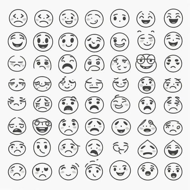 Photo emojis faces icon in hand drawn style doddle emoticons vector illustration