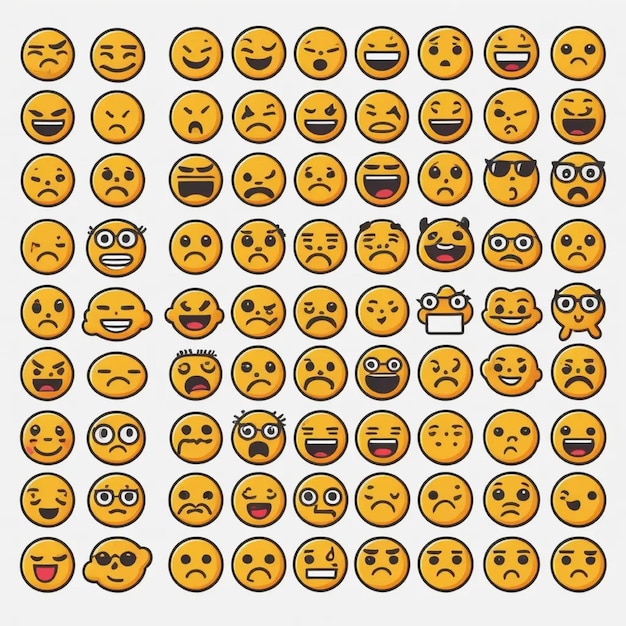 Photo emojis faces icon in hand drawn style doddle emoticons vector illustration