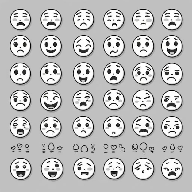 Photo emojis faces icon in hand drawn style doddle emoticons vector illustration