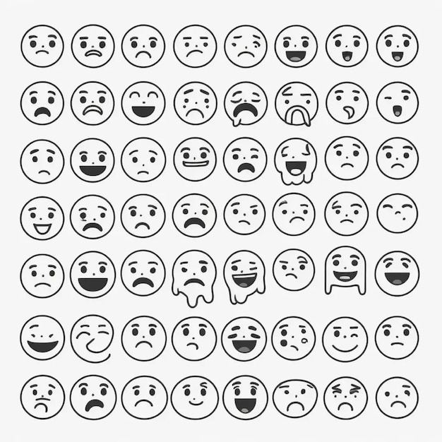 Emojis faces icon in hand drawn style Doddle emoticons vector illustration