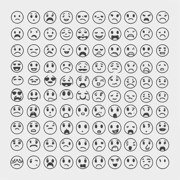 Emojis faces icon in hand drawn style Doddle emoticons vector illustration